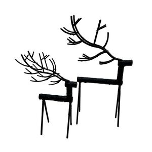 Place & Time‎ Set of 2 Reindeer Black Metal Modern Holiday Christmas Table Decor